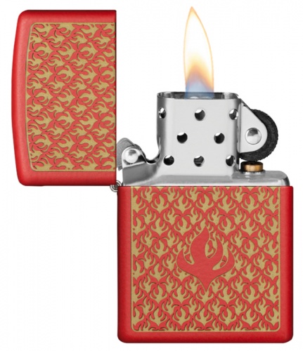 Зажигалка Zippo Flame Pattern, покрытие Red Matte, латунь/сталь, красная, матовая, 38x13x57 мм фото 5