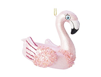 Ёлочная игрушка "Милый фламинго", стекло, 9x9.2x8 см, Kaemingk