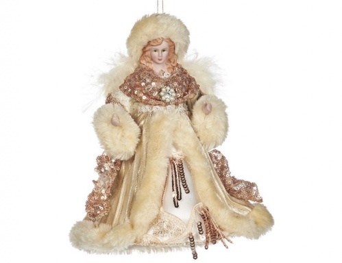 Новогодняя фигурка - ёлочная верхушка "Ангел кассия", фарфор, текстиль, розовое золото, Goodwill