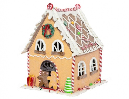 Светящаяся миниатюра "Имбирный домик с шоколадно-сахарной глазурью" с подсветкой RGB LED-огнями, полирезин, 20х20х28 см, Forest Market