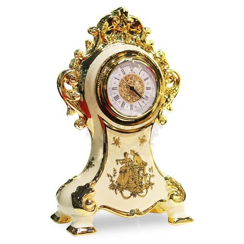 AMANTE CREMA Часы настольные 23х14х39 см, керамика, цвет кремовый, декор золото фото 2