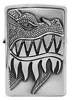 Зажигалка ZIPPO 200 Fire Breathing Dragon, латунь/сталь с покрытием Brushed Chrome, 36x12x56 мм, 28969