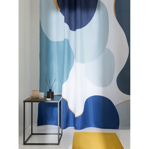 Штора для ванной синего цвета с авторским принтом из коллекции freak fruit, 180х200 см фото 9