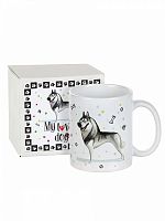 Подарочная кружка "My lovely dog: Хаски" в коробке с накладкой, основной материал: фаянс, размер упаковки 1110,59, объем кружки 330 мл, вес кружки в упаковке 450 гр, цвет: белый