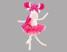 Мягкая игрушка Коровка Карамелька в платье цвета "фуксия", 25 см, ORANGE TOYS