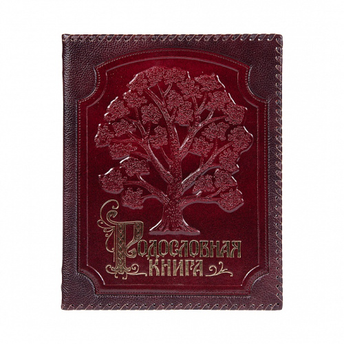 Подарочная Родословная Книга "Изысканная" с Гравировкой из Кожи и Дерева фото 2