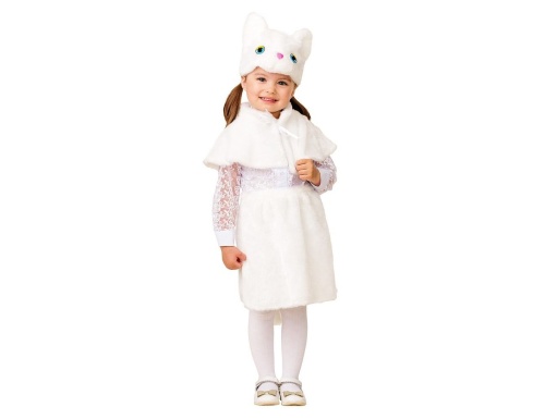 Карнавальный костюм Кошка белая, рост 110 см, Батик