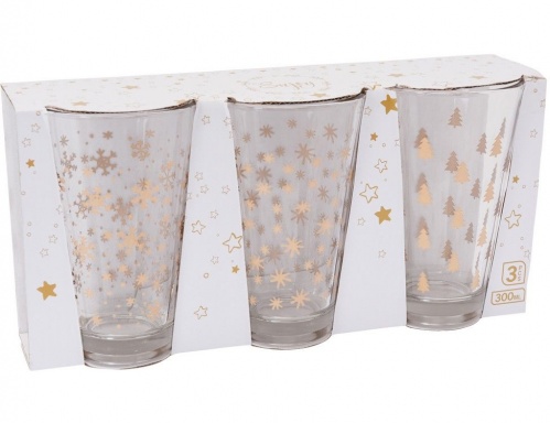 Набор стаканов "Новогодние конфетти", стекло, 300 мл (3 шт.), Koopman International фото 2