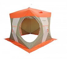 Палатка рыбака Нельма Куб-2 для зимней рыбалки (оранжевый/беж/хаки)