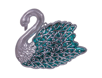 Ёлочное украшение "Лебедь", акрил, голубой с серебряным, 10.2 см, Forest Market