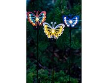 Садовый светильник Solar FAIRY BUTTERFLY на солнечной батарее, желтый, 11 тёплых белых микро LED-огней, 75 см, Kaemingk (Lumineo)