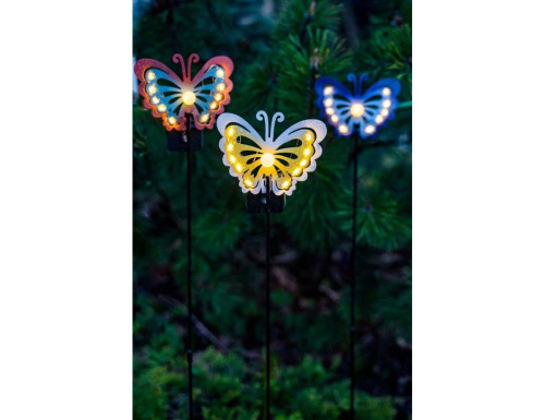 Садовый светильник Solar FAIRY BUTTERFLY на солнечной батарее, голубой, 11 тёплых белых микро LED-огней, 75 см, Kaemingk (Lumineo)