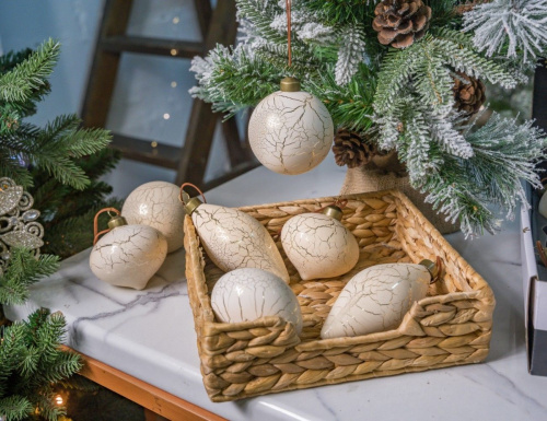 Набор стеклянных шаров и украшений КРЕМ-КРАКЕ, 8-12 см, 12 шт., Winter Deco