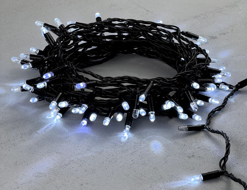 Светодиодная гирлянда Quality Light Cap 100 холодных белых LED, холодное мерцание, 10 м, черный ПВХ, соединяемая, IP65, BEAUTY LED фото 2