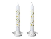 Новогодние столовые свечи ЗВЁЗДОЧКИ, белые, 15 см (упаковка - 4 шт.), Омский Свечной