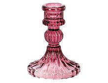 Подсвечник КЛОД, стекло, тёмно-розовый, 10 см, Koopman International