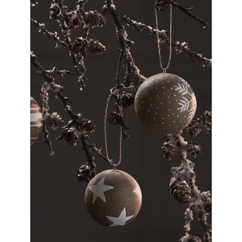 Набор елочных шаров из папье-маше zero waste из коллекции new year essential, 3 шт. фото 2