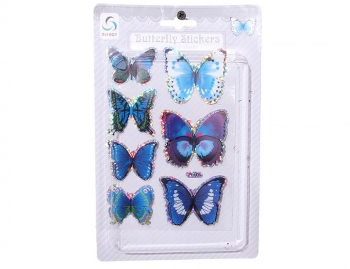 Набор наклеек "Бабочки" (в синих и голубых тонах), с блёстками, 7 шт., SHISHI фото 2