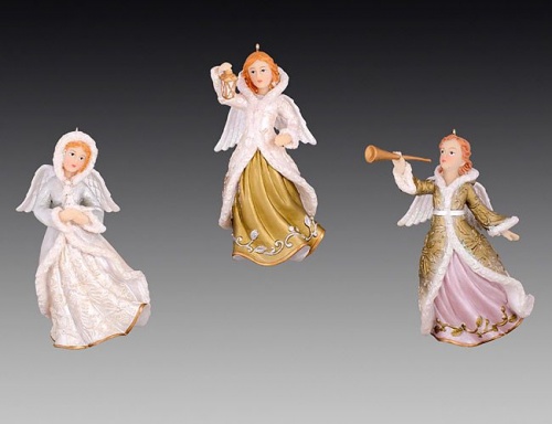 Ёлочное украшение "Девушка-ангел вестник рождества", 7х5,5х10 см, разные модели, Holiday Classics