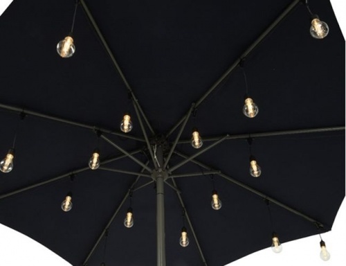 Ретро гирлянда UMBRELLA BULBS, 20 тёплых белых LED-ламп, 8 нитей по 1.2 м, чёрный провод, уличная, Kaemingk (Lumineo) фото 5