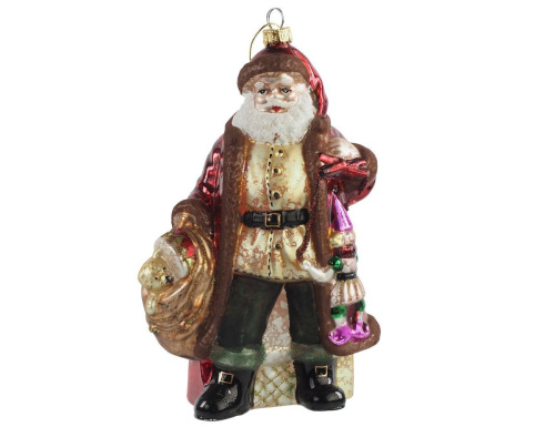 Ёлочная игрушка САНТА КУКЛОВОД с петрушкой, стекло, 19 см, Winter Deco фото 2