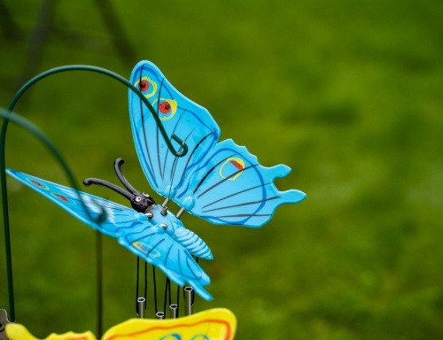 Садовый штекер музыка ветра "Звенящая бабочка", пластик, металл, 14x10x17 см, высота 60 см, разные цвета, Kaemingk фото 5