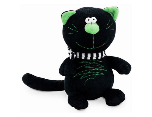 Мягкая игрушка Кот Батон 20 см, черный с зеленым, ORANGE TOYS