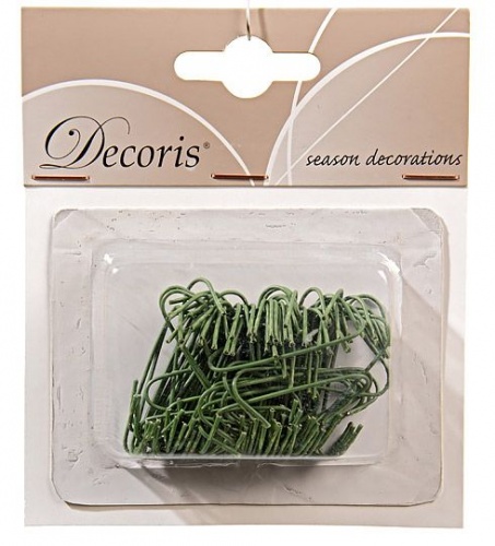 "Крючки" для елочных игрушек, зелёные, 35х0.8 мм, упаковка 50 шт., Kaemingk