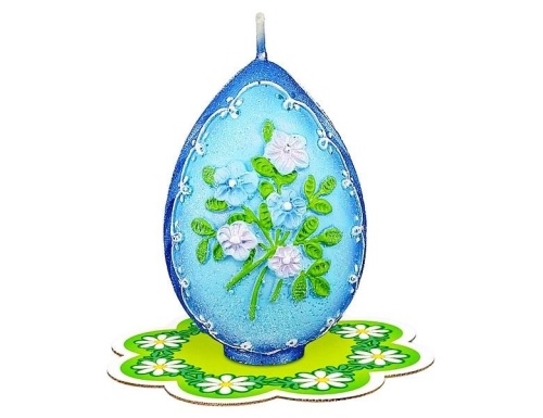 Пасхальная свеча-яйцо ВЕСЕННИЕ ЦВЕТЫ, 5.5х7.5 см, Омский Свечной