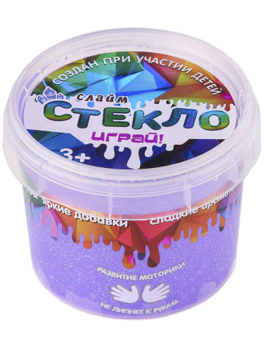 Слайм "Стекло" с фиолетовыми блестками, 100 гр