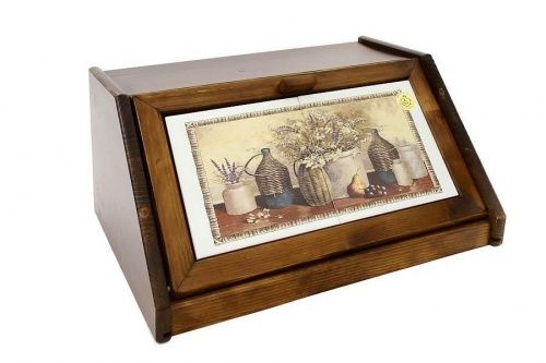 Деревянная хлебница с керамическими вставками Натюрморт, 14372
