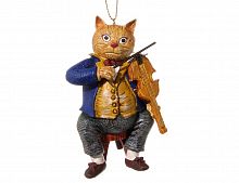 Ёлочная игрушка "Кот-скрипач", полистоун, 9 см, SHISHI
