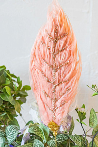 Украшение "Плюмажное перо -" бисер, розовое, 50 см, Due Esse Christmas