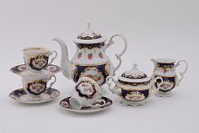 Кофейный сервиз Leander "Соната" 15 предметов из Чехии 07160714-0440, синий и зелёный