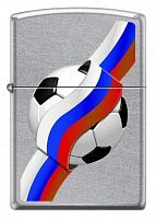 Зажигалка Zippo Российский футбол с покрытием Street Chrome™, латунь/сталь, серебристая, матовая, 207 RUSSIAN SOCCER