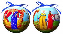 Ёлочное украшение шар 'Сказка о Золотом Петушке', 100 мм, Незабудка