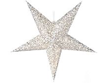 Подвесная светящаяся звезда "Волшебный вечер", белая с серебряным принтом, тёплые белые LED-огни, 60 см, таймер, батарейки, Koopman International