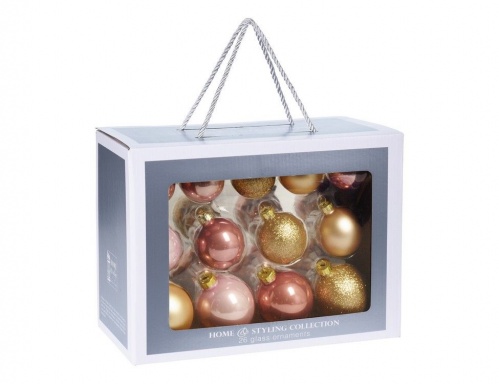 Набор стеклянных шаров "Праздничный аккорд - розовое шампанское", Koopman International