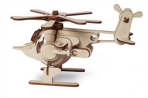 Конструктор 3D деревянный подвижный Lemmo Вертолет Серж фото 2