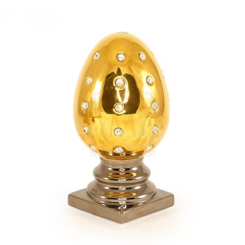 EMOZIONI Сувенир яйцо 13х13хН21 см, керамика, цвет золото, декор платина, swarovski фото 2