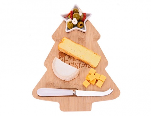 Набор для подачи сыра и закусок "Керстбум", бамбук, фарфор, 3 предмета, 32х14 см, Koopman International фото 3