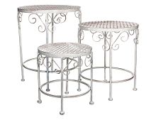 Комплект садовых столиков под кашпо "Ажурный прованс", металл, 43х35 см, Edelman
