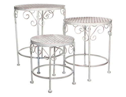Комплект садовых столиков под кашпо "Ажурный прованс", металл, 43х35 см, Edelman
