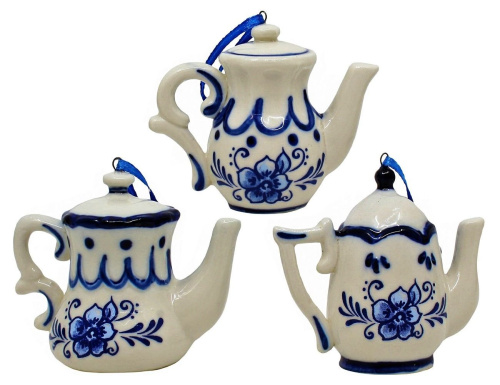 Ёлочная игрушка "Чайничек", делфтский фарфор, 6.5 см, Kurts Adler фото 2