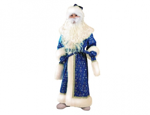 Карнавальный костюм Дед Мороз плюшевый, синий, рост 140 см, Батик