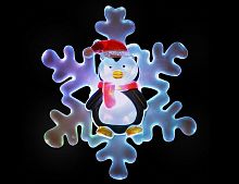 "Пингвинчик на снежинке" светящийся, на присоске, 8х5х13 см, SNOWHOUSE