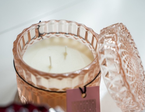 Свеча в стеклянной шкатулке "Кристали", розовая, Koopman International фото 2
