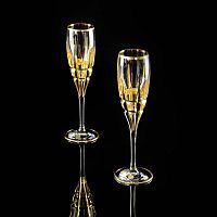 BARON Бокал для шампанского, набор 2 шт, хрусталь/декор золото 24К