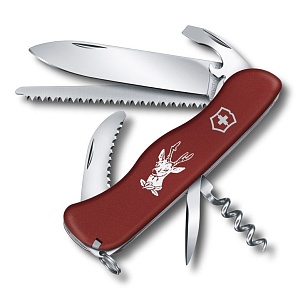 Нож Victorinox Hunter, 111 мм, 12 функций, с фиксатором лезвия, красный