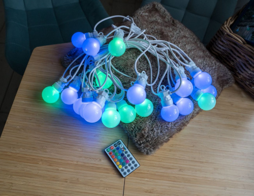 Гирлянда из лампочек CREAMY PAINTS, 20 разноцветных RGB LED-огней, 9.5+5 м, белый провод, ПДУ, таймер, контроллер, коннектор, Kaemingk фото 4